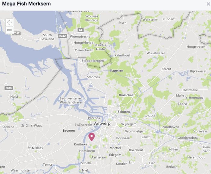 De Mega Fish is gelegen in Merksem, onder Antwerpen.