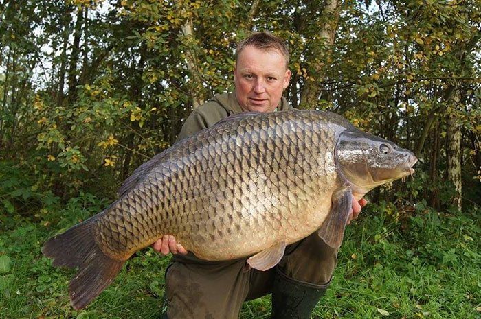 Op het water in Duitsland zwemmen bakken van schubs.